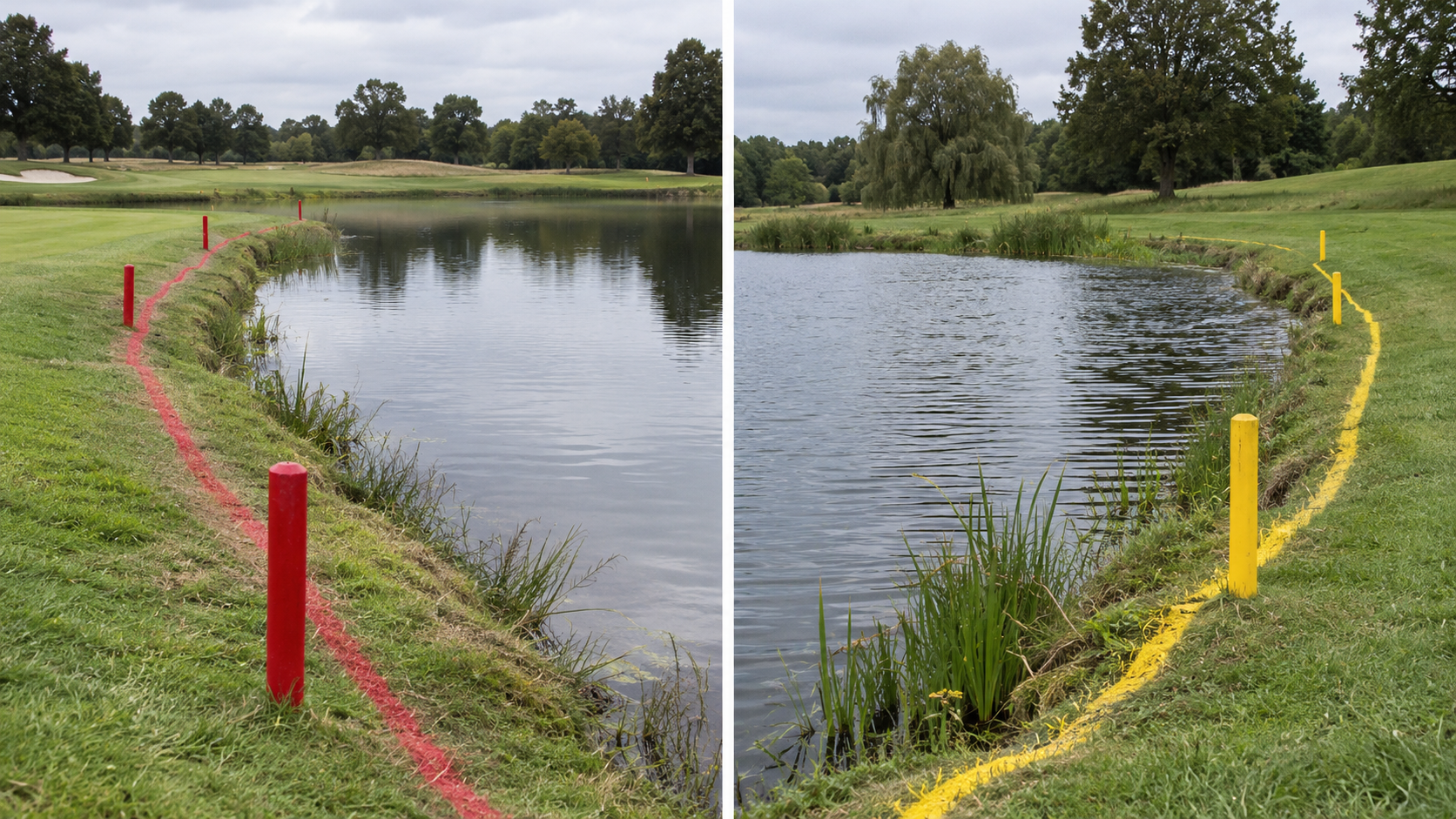 Separate red-marked and yellow-marked pond edges